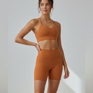 GIRLFRIEND COLLECTIVE Activewear Set Bike Shorts & Sports Bra Spice Small Medium